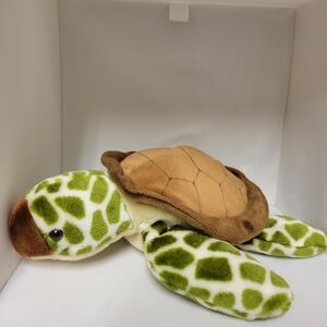 Sea Turtle Plush  Yellow Tan Brown Shell